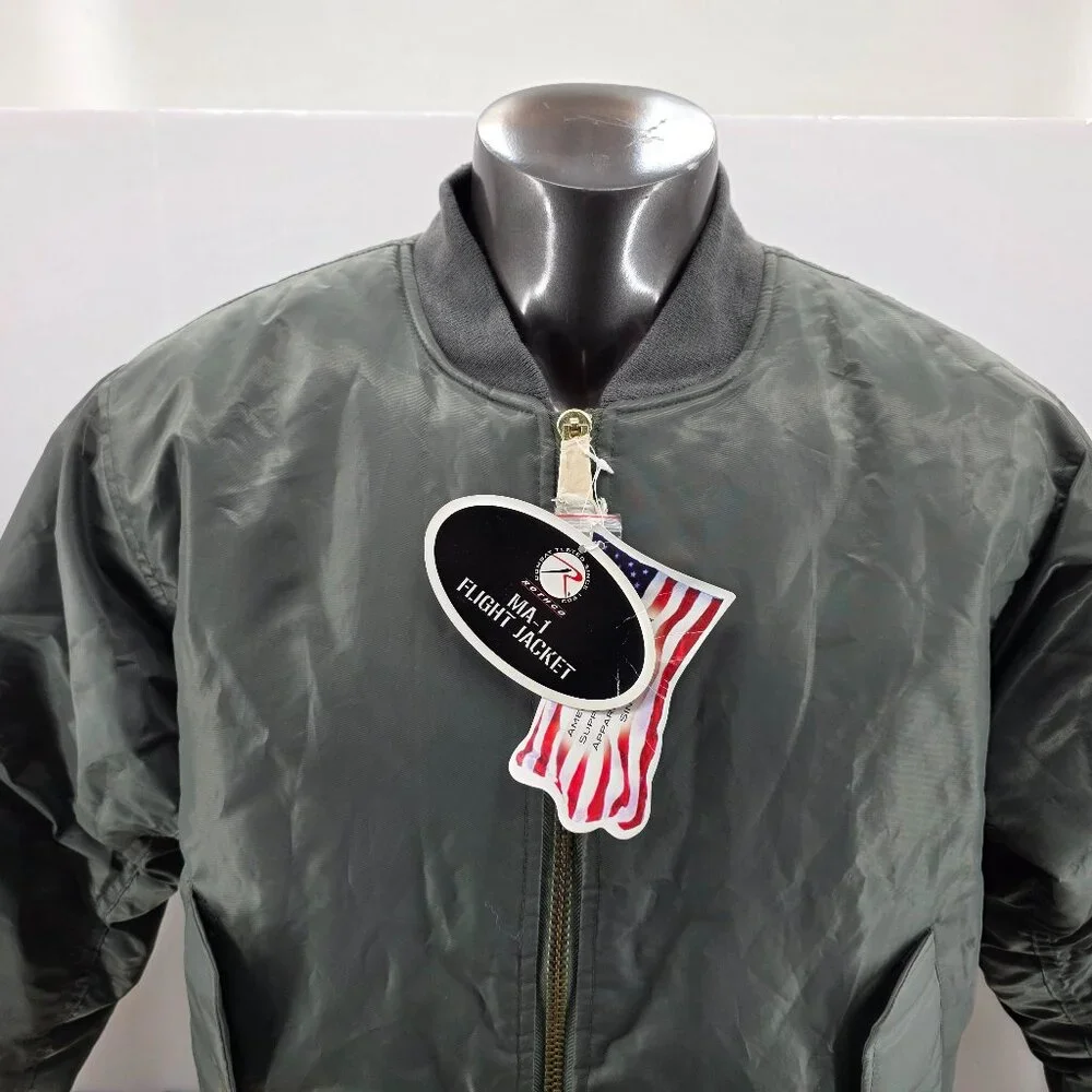 Rothco Jacket Mens Size L Green MA 1 Flight Bomber Reversible Nylon NEW